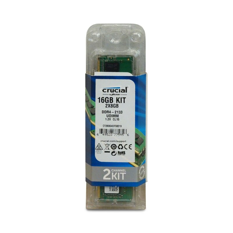 Crucial CT2K8G4DFS8213 16GB (8GBx2) Speicher Kit (DDR4, 2133 MT/s, PC4-17000, Single Rank x8, DIMM, 288-Pin)