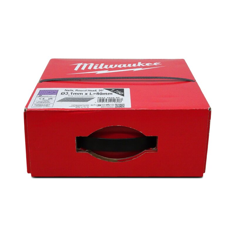Milwaukee Rundkopf-Nägel für M18FFN21 7,4 x 3,1 x 80 mm, Ringschaft verzinkt, 20° - 1 Pck